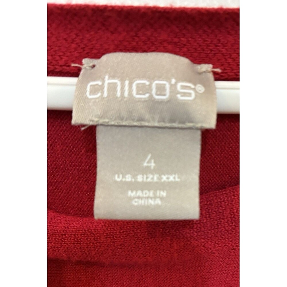 Chico's Red Sweater Tunic Size 4 (XXL) Lightweight Boat Neck Long Sleeve - Picture 4 of 6